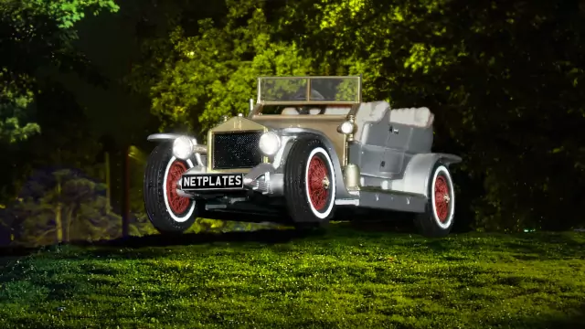 Car representing the history of number plates