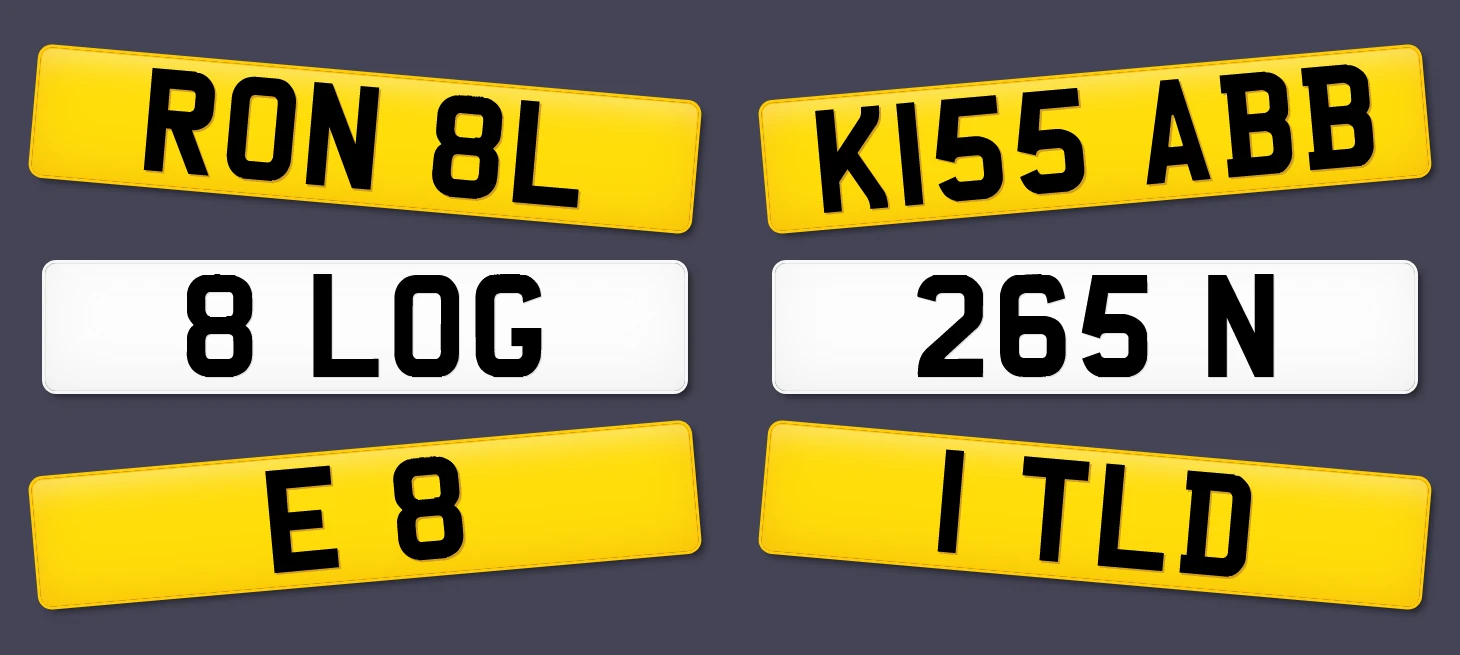 A collection of UK number plates in different formats